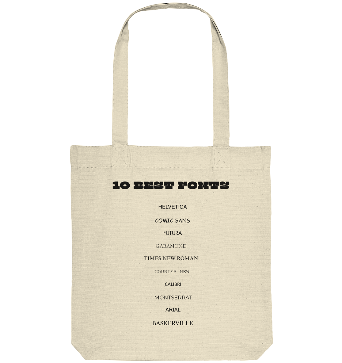 10 Best Fonts - Organic Tote Bag