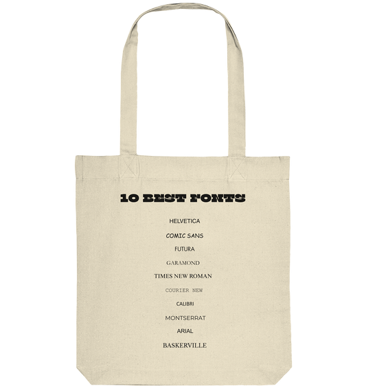 10 Best Fonts - Organic Tote Bag